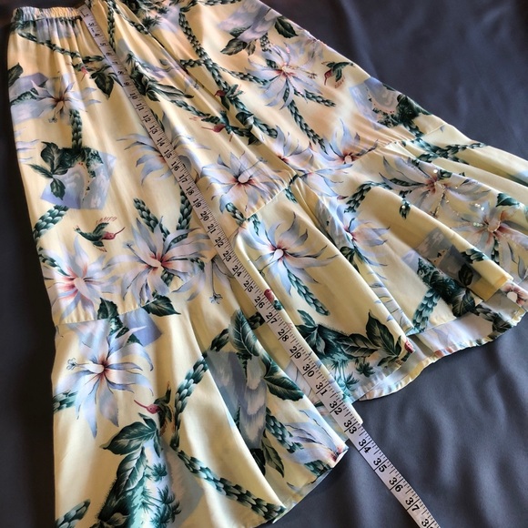 Faith Women's Skirt Full Length Floral With Ruffled Hem Yellow Green Size S - Picture 6 of 16